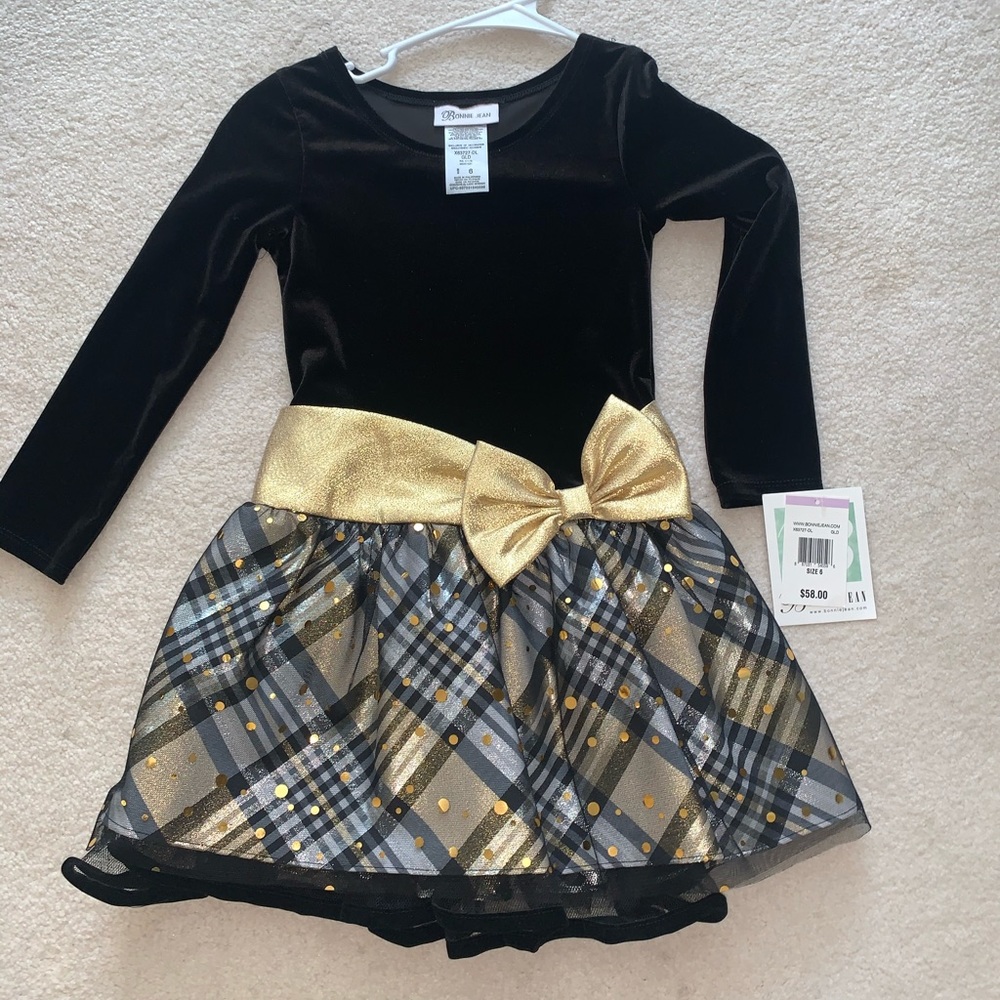 NWT Bonnie Jean Gold and Black Dress
